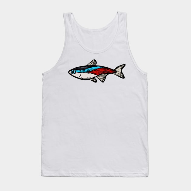 Neon tetra - freshwater aquarium fish Tank Top by DigitalShards